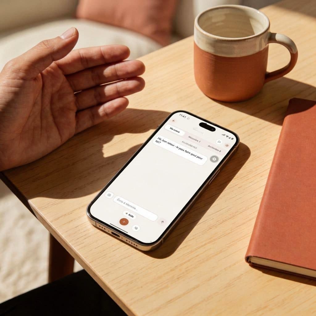 L'application Junema ouverte sur un téléphone posé sur une table, dans une lumière chaleureuse